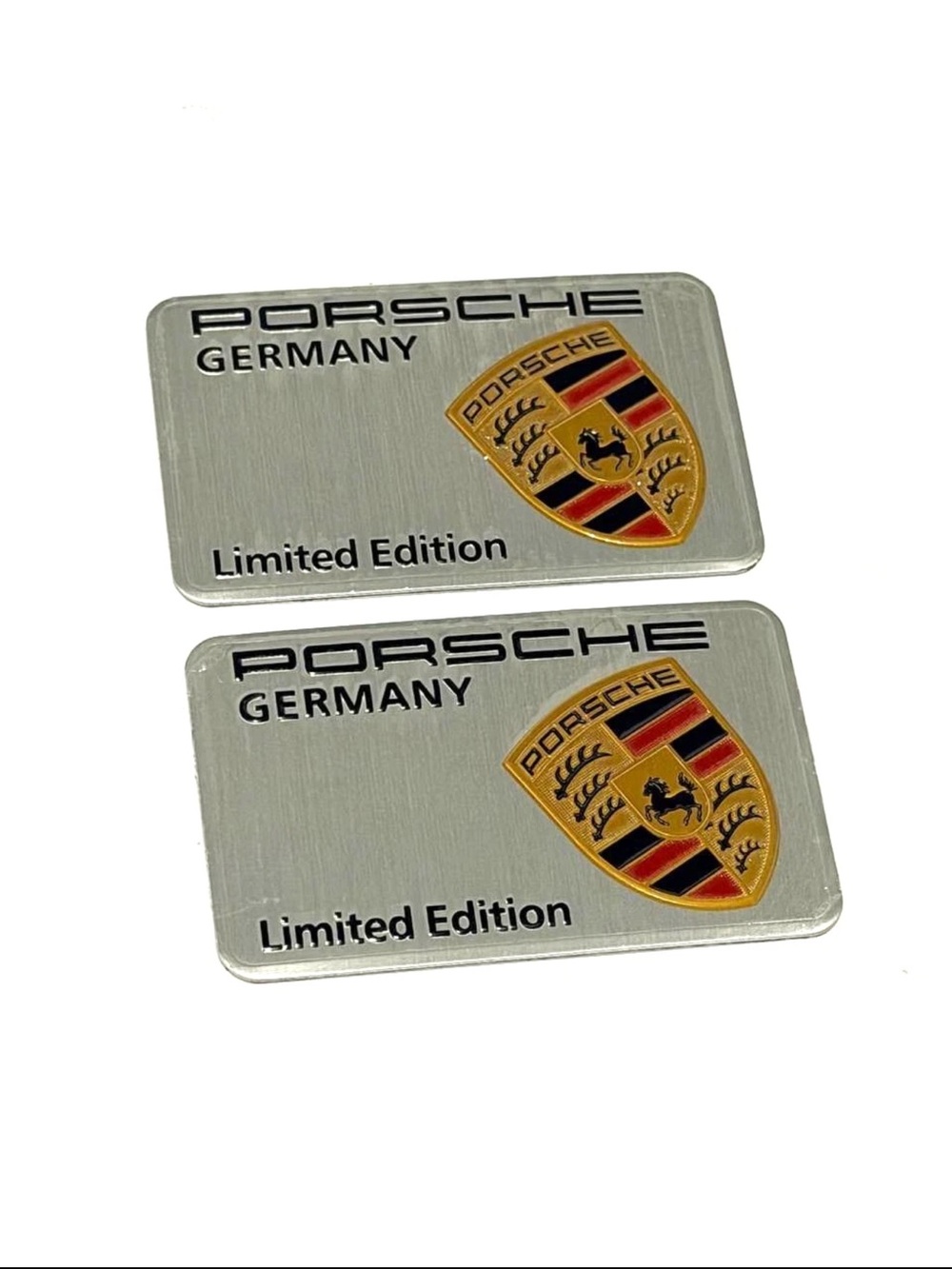 2 Pcs Decorative Aluminum Emblem Sticker for Porsche Limited Edition Silver